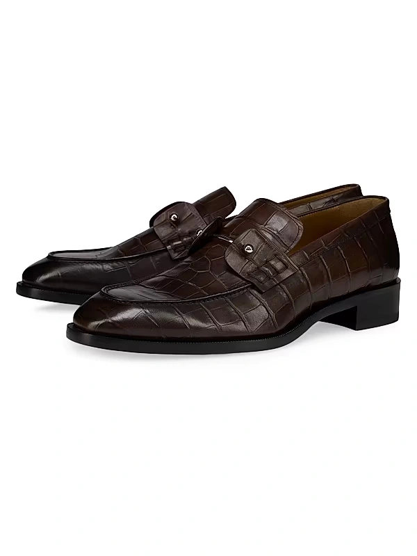 Christian Louboutin - Chambelimoc Patinated Leather Loafers