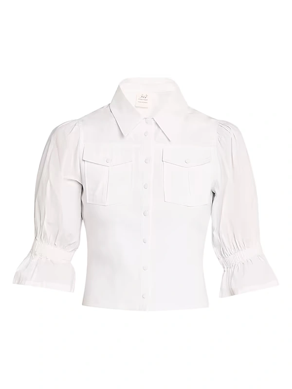 Cinq à Sept - Lyric Poplin Puff-Sleeve Top