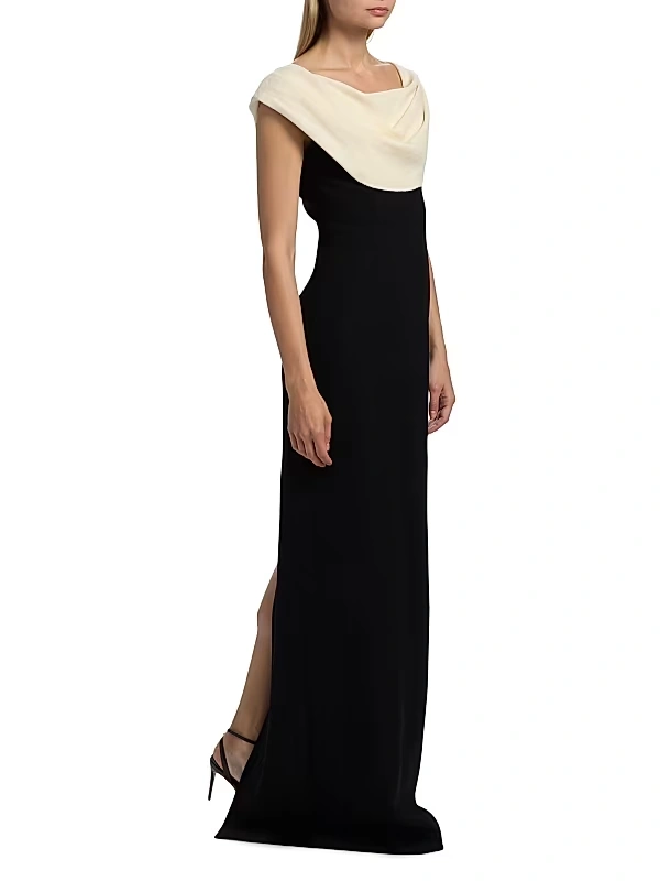 Lela Rose - Two-Tone Cowlneck Gown