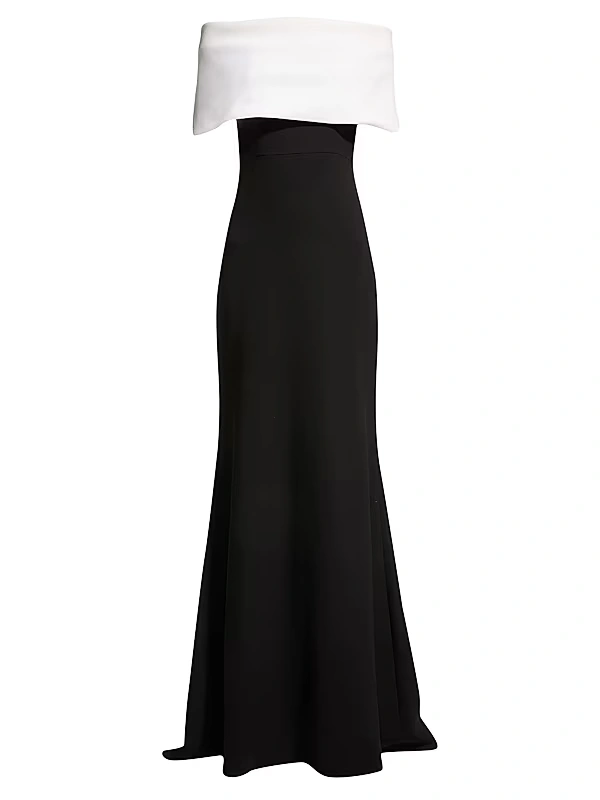 Lela Rose - Off-the-Shoulder Two-Tone Gown