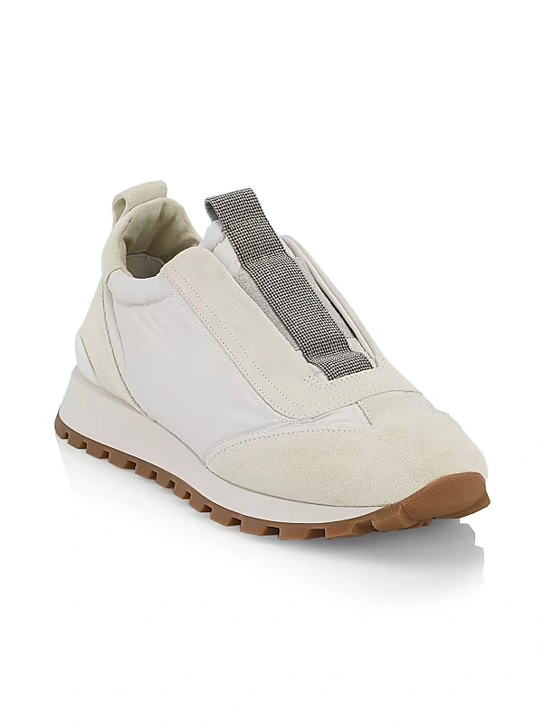 Brunello Cucinelli - Monili Suede Slip-On Sneakers